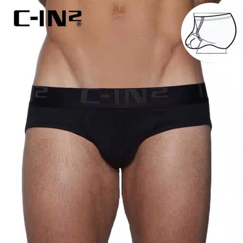 C-IN2 men's underwear pure cotton low-waisted sexy U-convex comfortable breathable hanging ring style large lifting briefs 010