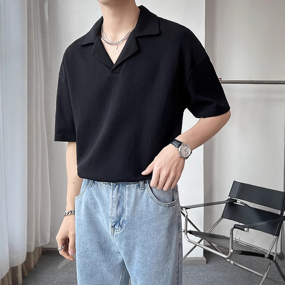 Camisa de cuello cubano cocida ligera de manga corta para hombres marca de moda nicho diseño ropa para hombres 2022 nuevo estilo estilista ropa interior