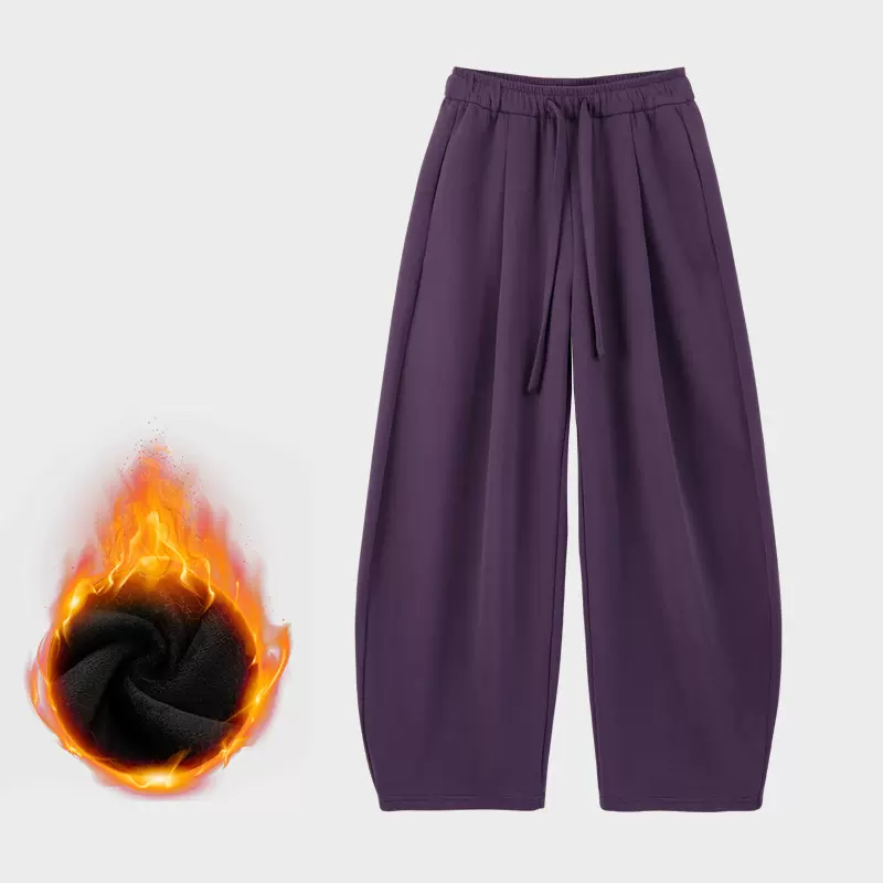 赛迪~简约抽绳卫裤加绒2025秋冬新款女休闲裤宽松垂感保暖阔腿裤