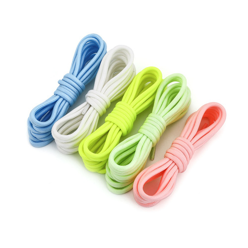 4mm round luminous fluorescent polyester color shoelaces cross-border multi-color colorful jewelry rope sports shoelaces