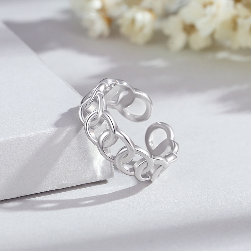 Estilo europeo y americano transfronterizo S925 diseño de cadena de plata de ley anillo de plata anillo de estilo simple anillo de venta caliente de Amazon
