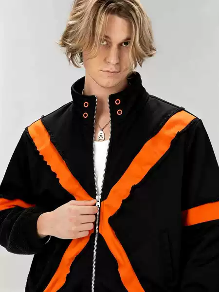 Cross-Border American-Style Color-Blocking Personalized Zip-Up Long-Sleeve Jacket