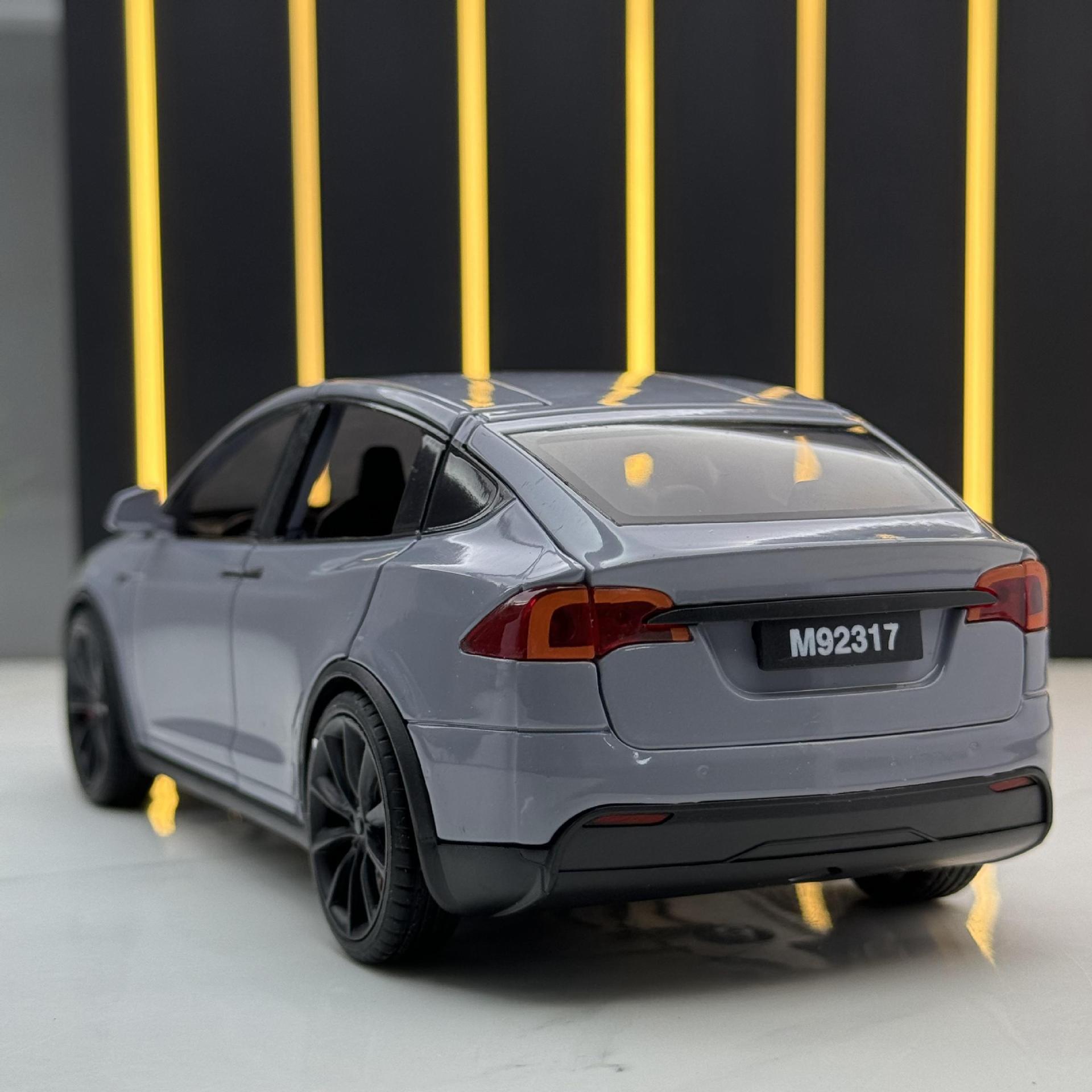 XLG modelo de coche de aleación 1 a 24 tesila modelX con sonido y luz tire hacia atrás de coches de juguete modelo de música adornos