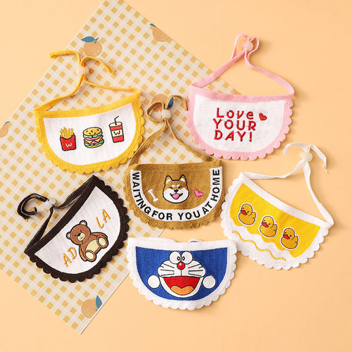 ins Korean version pet drool cloth dog anti-dirty apron pet scarf woven cat clothes pet triangle scarf 