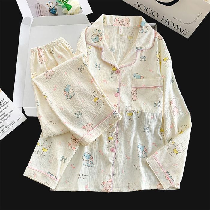Al por mayor transfronterizo primavera y otoño dulce dibujos animados nubes de algodón pantalones de manga larga pijamas de niñas vestidos de hogar