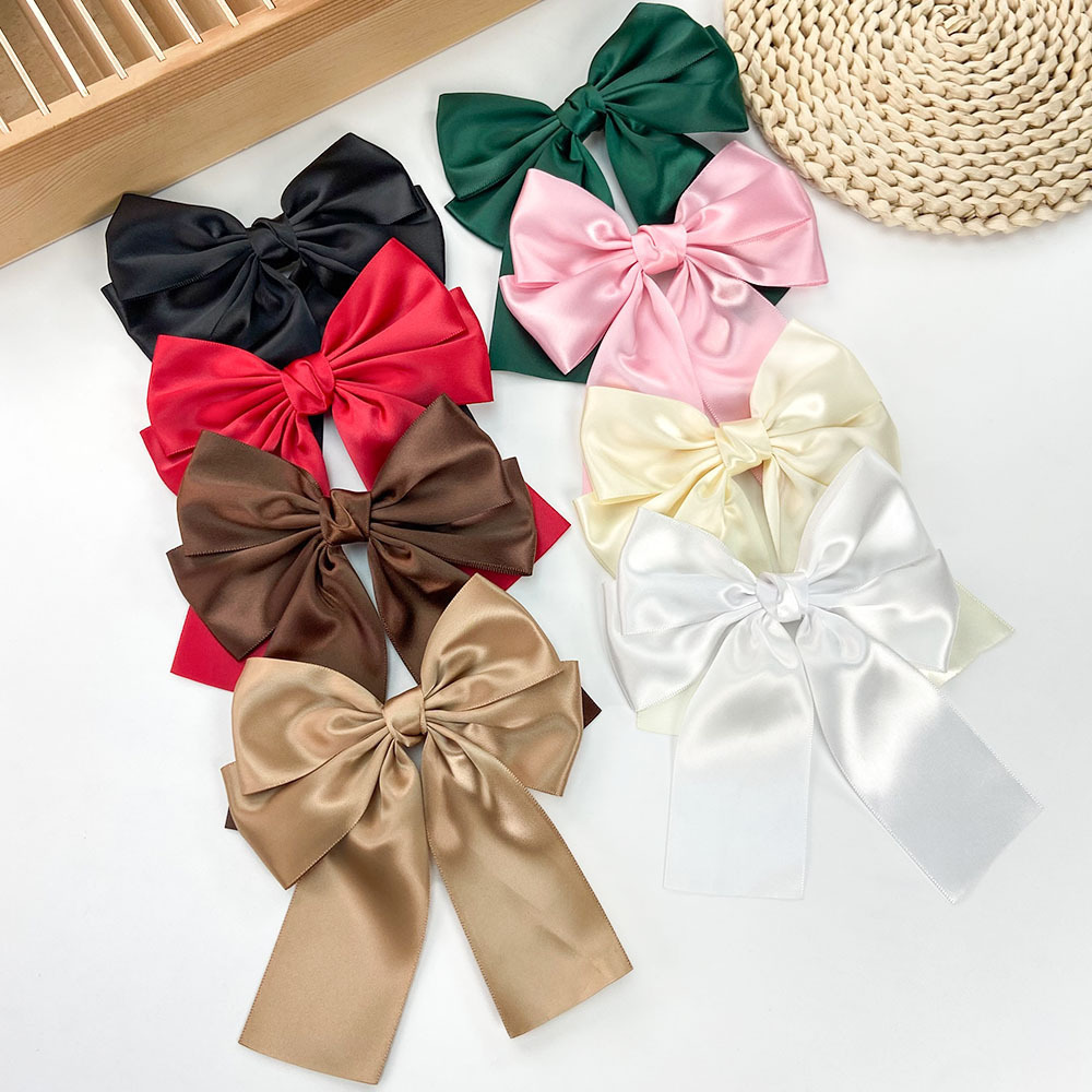 Sweet Double-Layered Bowknot Duckbill Clip Versatile Korean Satin Hairpin for Women, Hair Accessory That Doesn'T Damage Hair