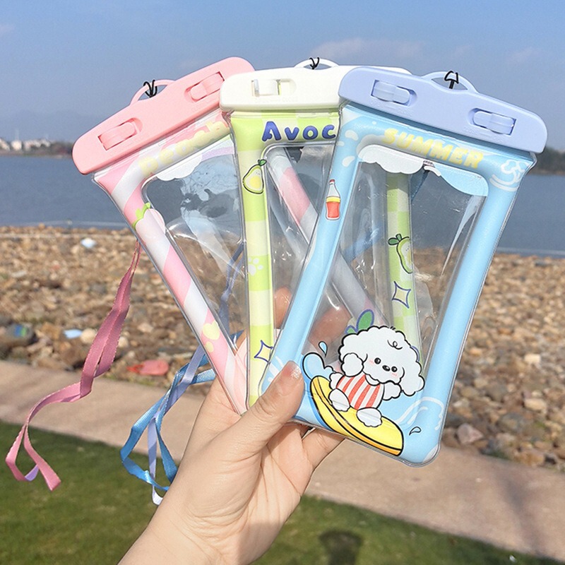 漫画の携帯電話防水バッグ、タッチスクリーン、ラフティング、水泳、ダイビング、エアバッグ保護カバー、防塵写真機器保護バッグ|undefined