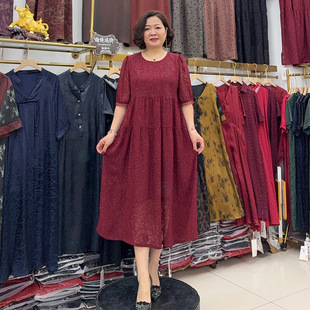 High-End Mulberry Silk Streamlined Dress for Middle-Aged and Elderly, 2025 New Style with Subtle Floral Pattern, Loose Fit