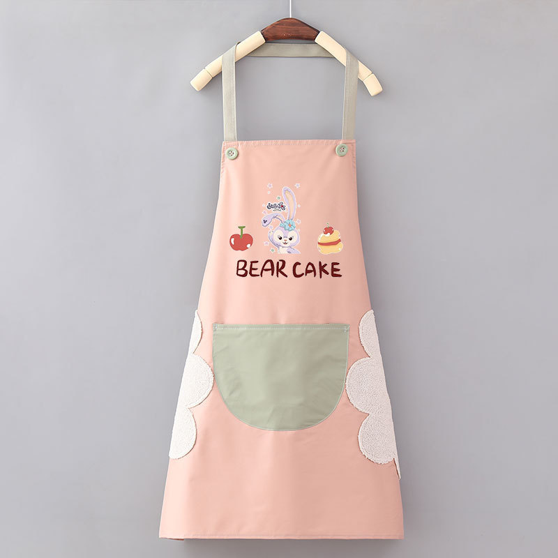 エプロンキッチン家庭用女性韓国版かわいいカップル防水防油料理ウエスト作業服印刷ロゴ印字|undefined