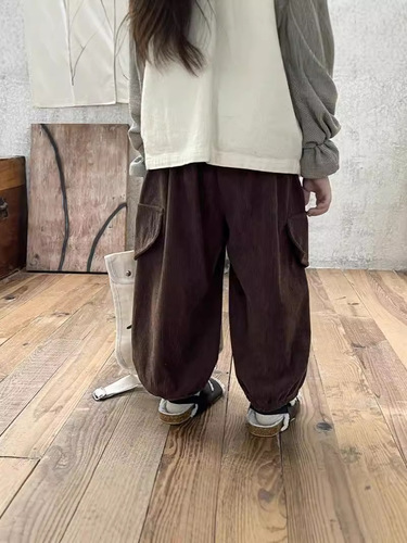Autumn and Winter Children's Work Pants Korean Style Baby Pants without Pockets for Girls and Boys Casual Pants Versatile Sports Pants for Young Children