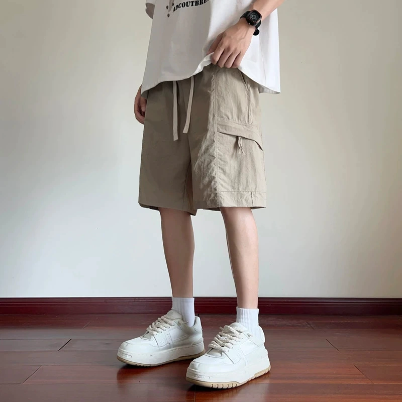 Summer silk shorts, trend trousers for leisure, loose straight fit