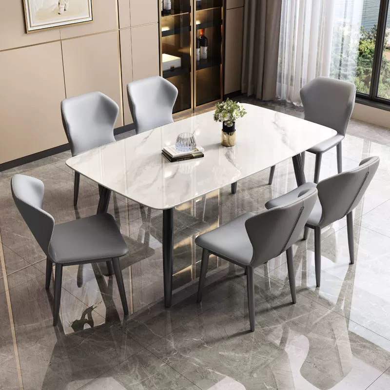 Каменная плита Итальянский обеденный стол Домашний небольшой комбинаторный стол Современный простой легкий и роскошный прямоугольный обеденный стол и стулья