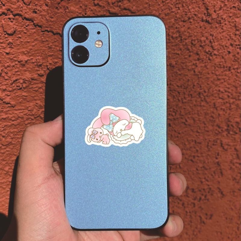 40 pieces New Pink Rabbit melody bright film bow cartoon phone case helmet fashion graffiti sticker