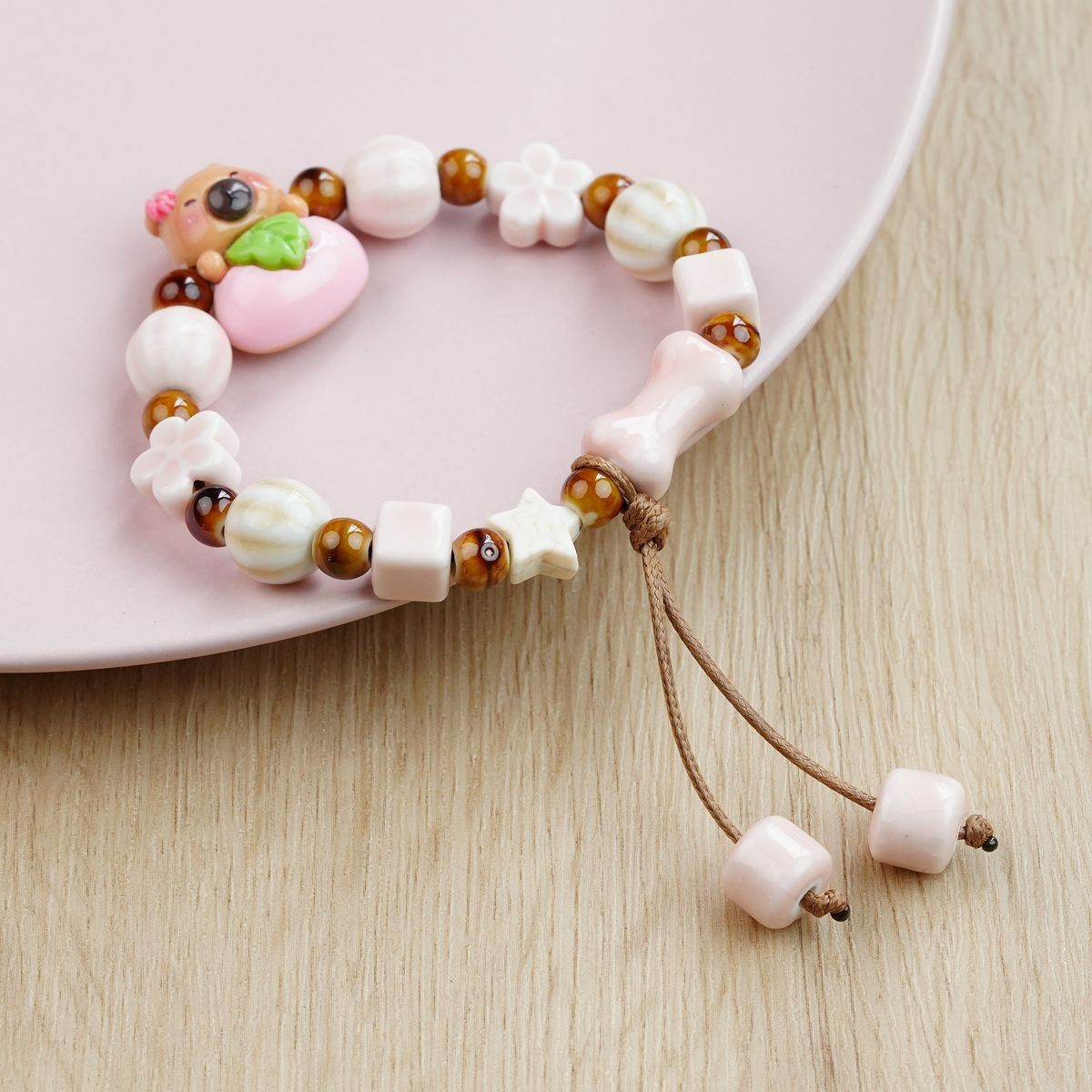Jingdezhen pulsera de cerámica de verano mujer alta sensación galletas serie de gatos nicho diseño universal pulsera alta sensación