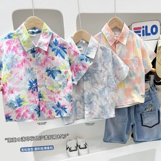 男童夏季短袖衬衫2026新款沙滩儿童花衬衫短袖衣服薄款男宝宝夏日