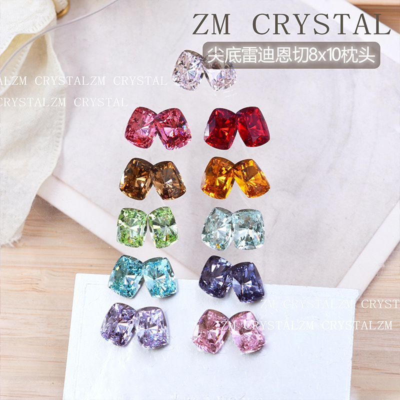 K9 new super flash pointed bottom Raydean cut 8x 10 pillow nail drill color special-shaped drill pigeon egg pile diamond jewelry