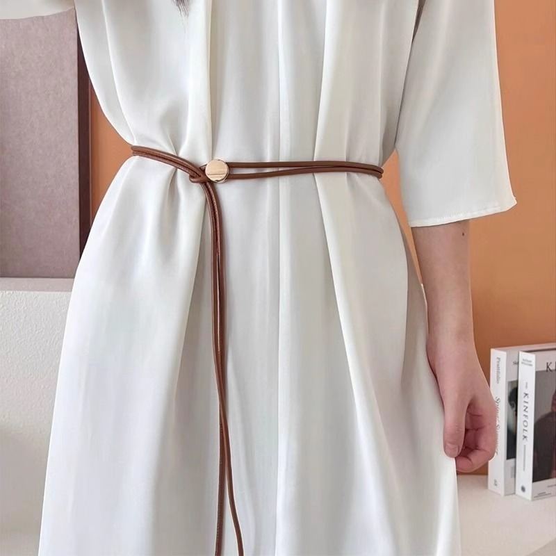 2024新款软皮绳细腰带女夏季配裙子衬衫百搭可调节长款腰绳潮装饰