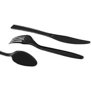 Disposable plastic fruit Fork Black 6 inch frosted knife fork spoon thickened Western food knife fork spoon DF1 Black Fork old Hong Kong