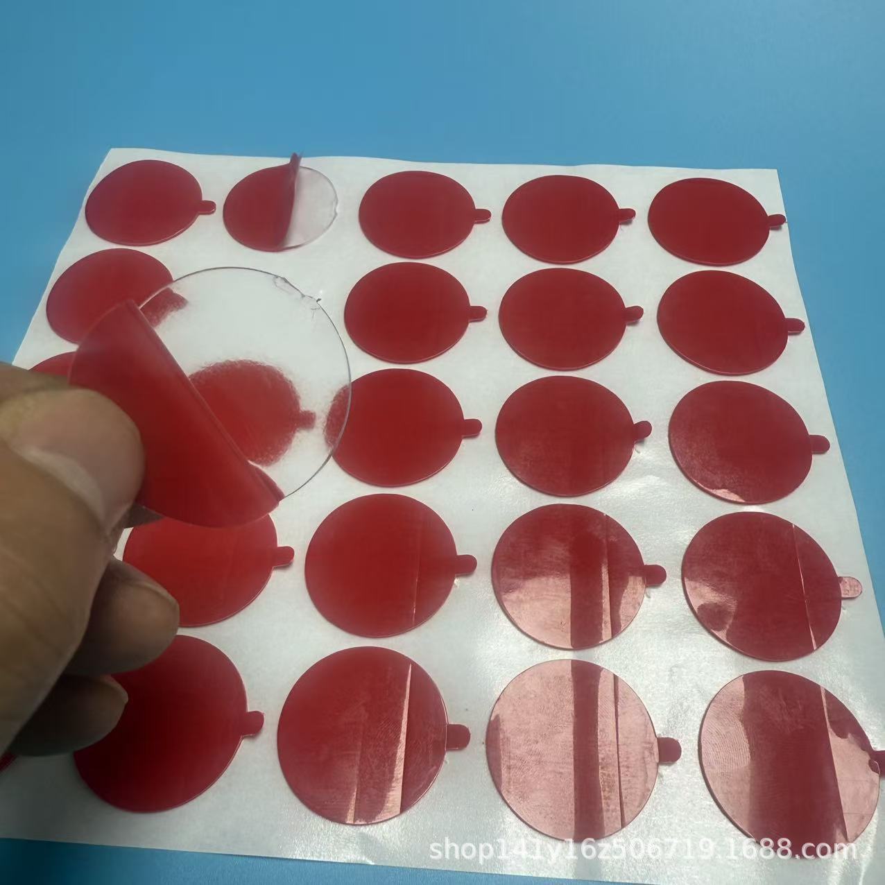 专供跨境红膜透明无痕双面胶直径30和40*1.0mm包装加贴标50.100装