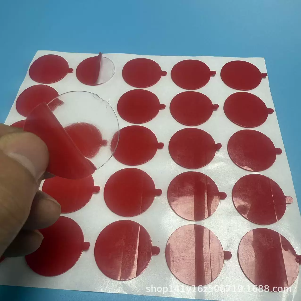 专供跨境红膜透明无痕双面胶直径30和40*1.0mm包装加贴标50.100装