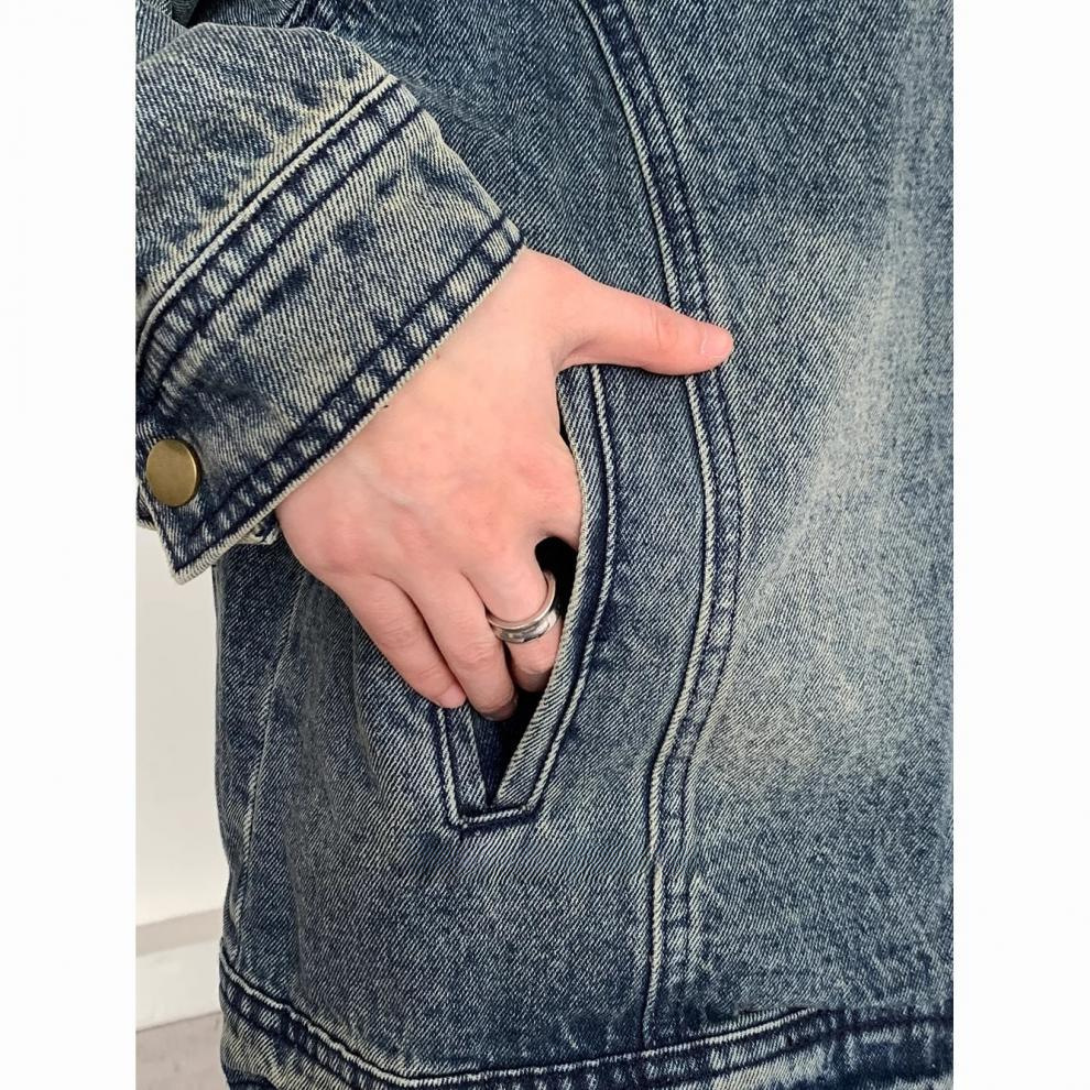 Retro Washed Vintage Denim Jacket For Men And Women Oversized_voghion.com