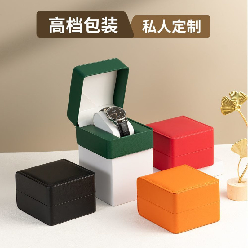 Light Luxury Spot High-End Watch Box Pu Leather Watch Storage Box Jewelry Gift Packaging Box Square Watch Flip Box