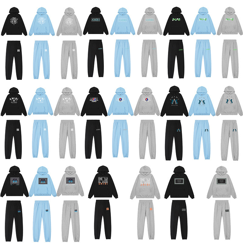 in stock 2024AMIRI fleece-lined Hooded Sweat European and American Retro Casual Trendy Brand Sports suit Printed Trousers for Men in stock 2024AMIRI fleece-lined Hooded Sweat European and American Retro Casual Trendy Brand Sports suit Printed Trousers for Men