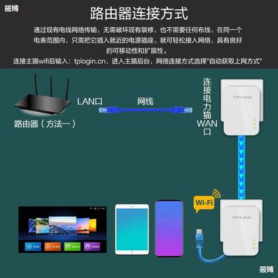 有线无线wifi千兆电力猫 一对子母路由器套装大户型一拖三tp电力|ms