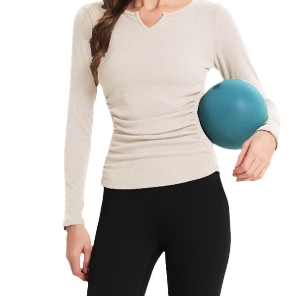 Thickened Sports Outdoor Top For Women V-neck Stretch Yoga Wear Training Long Sleeveness Clothing Autumn Winter Slim_voghion.com