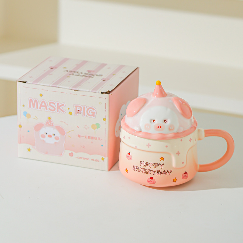 Tazas caseras de cerámica con tazas de café cubiertas, tazas de café para chicas, regalos de cumpleaños de alto valor, regalos de mano lindos