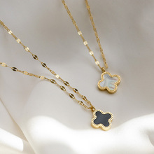 四叶草钛钢项链女潮18K金不锈钢锁骨链饰品网红轻奢吊坠首饰批发