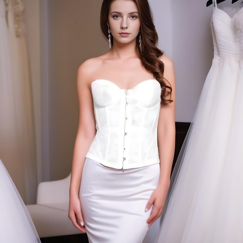 2025 New White Bridal Lace Padded Palace Corset Body Shaping Corset Foreign Trade Supply Can Be Shipped on Behalf of Others