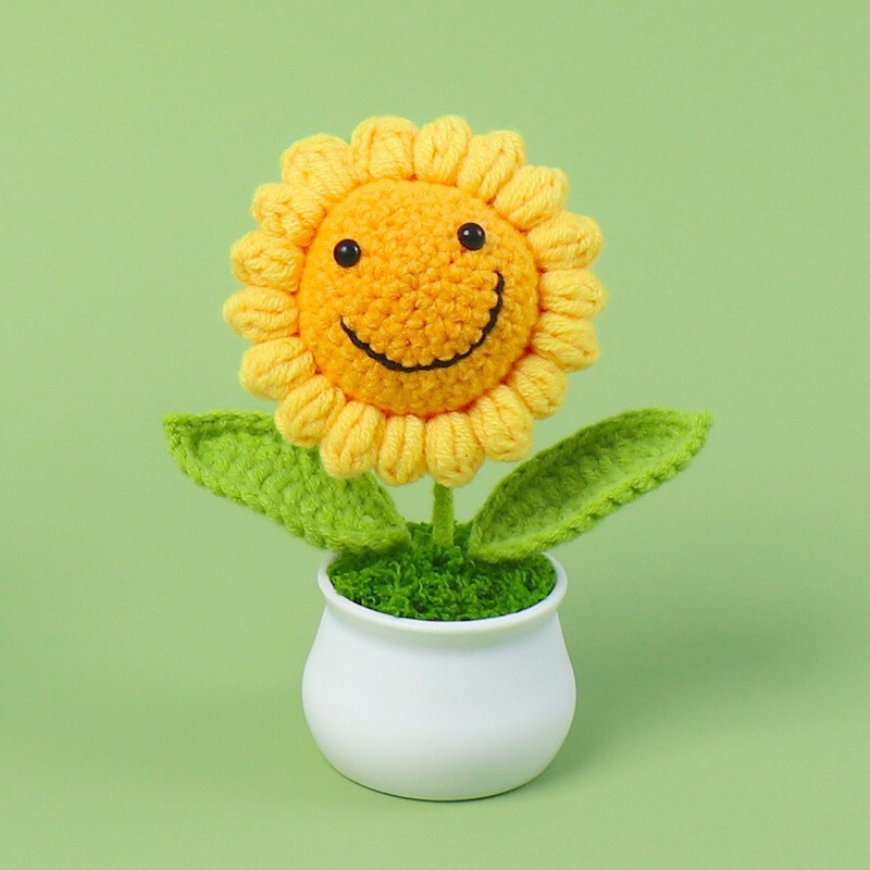 完成したウールひまわり鉢植えスズラン造花チューリップデスクトップ装飾品バレンタインデー教師クラスメートギフト|undefined