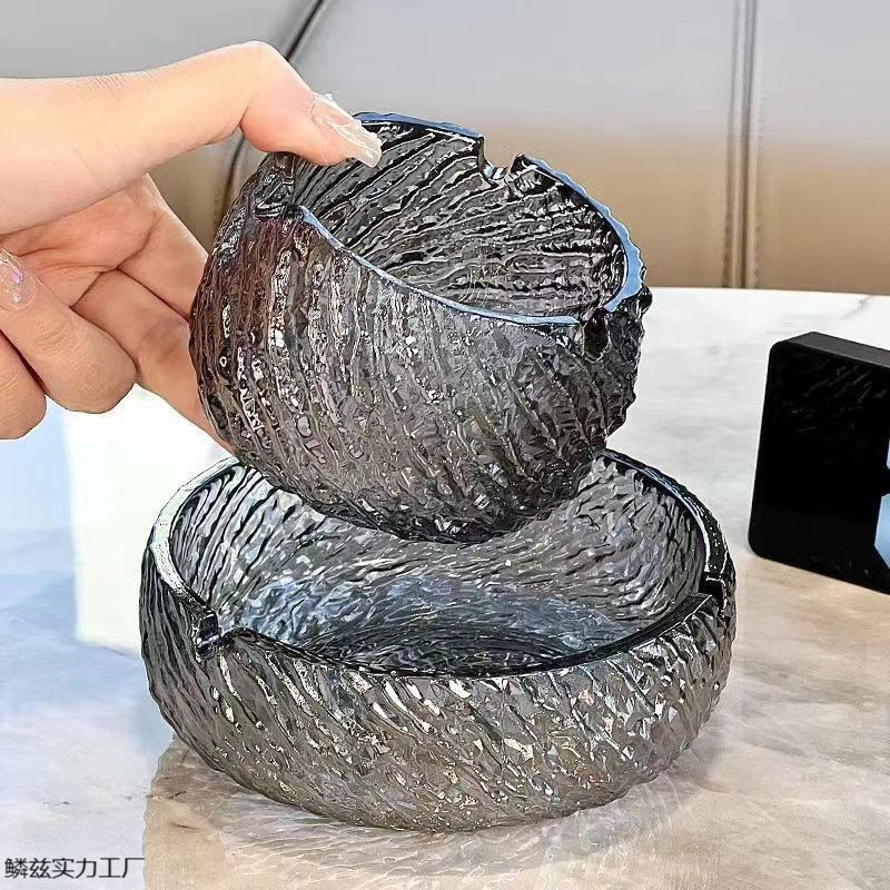 家用轻奢烟灰缸家用商务高颜值玻璃烟灰缸耐脏时尚大容量办公烟缸