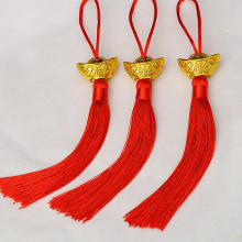 新款元宝流苏挂件镀金工艺乔迁喜庆家居用品灯笼盆栽吊穗窗帘挂饰