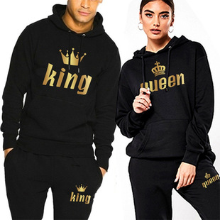 Cross-Border European and American Autumn and Winter Velvet Men's Sports Suits Sports Suits Couple Suits Men's Sweatshirts Women's Suits