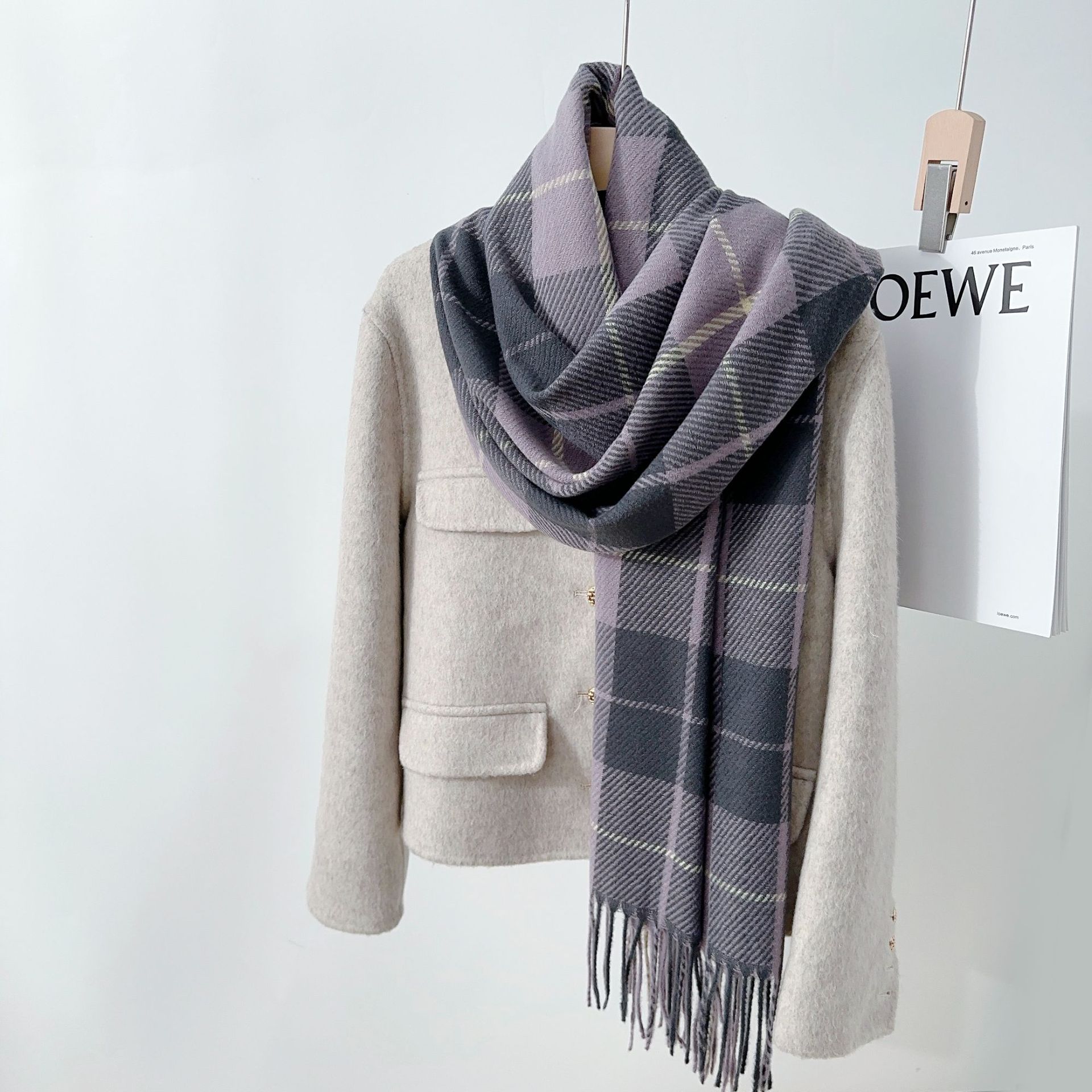 Inglés retro otoño invierno estudiantes pareja bufandas bufandas de diseño elegante temperamento bufandas imitación de cachemira bufandas image 12