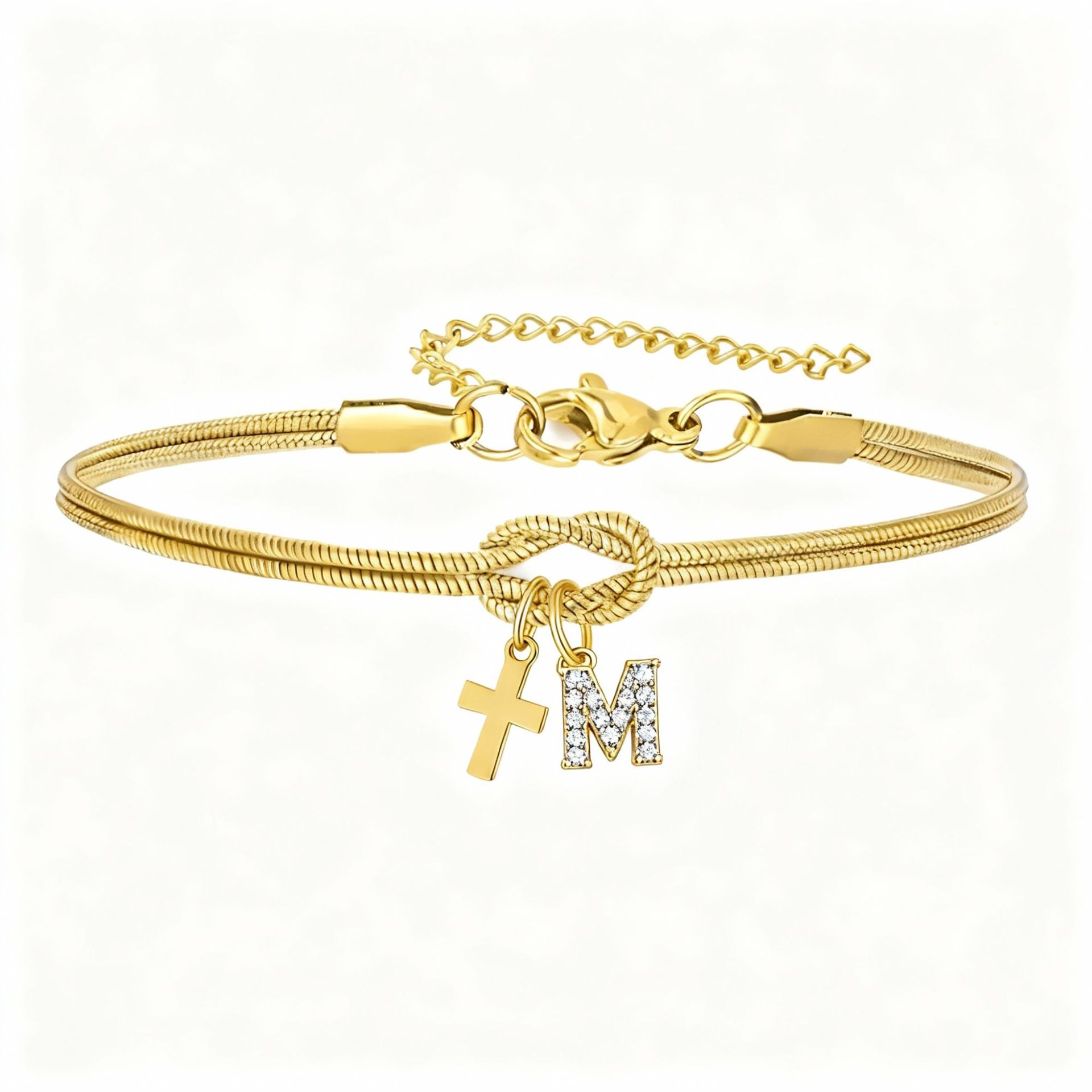Concentric Knot Snake Bone Bracelet With Diamonds For Women_voghion.com