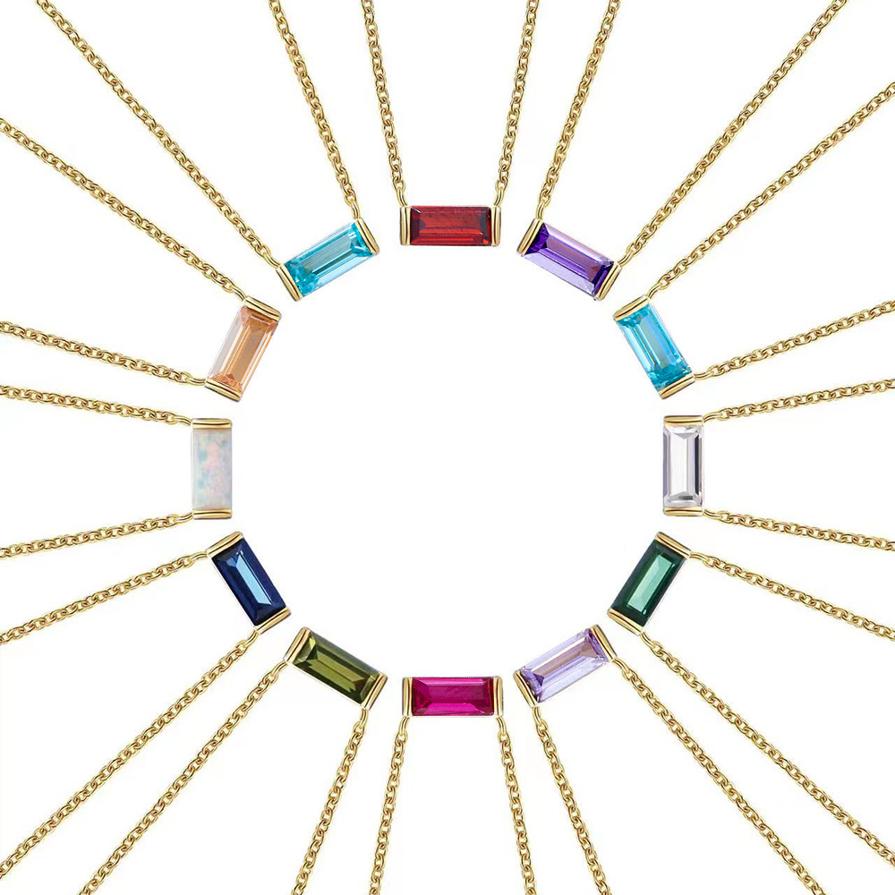 Venta caliente transfronteriza europea y americana colgante de piedra de doce cumpleaños cadena de clavícula mujer 925 plata de ley simple moda collar de piedra de la suerte