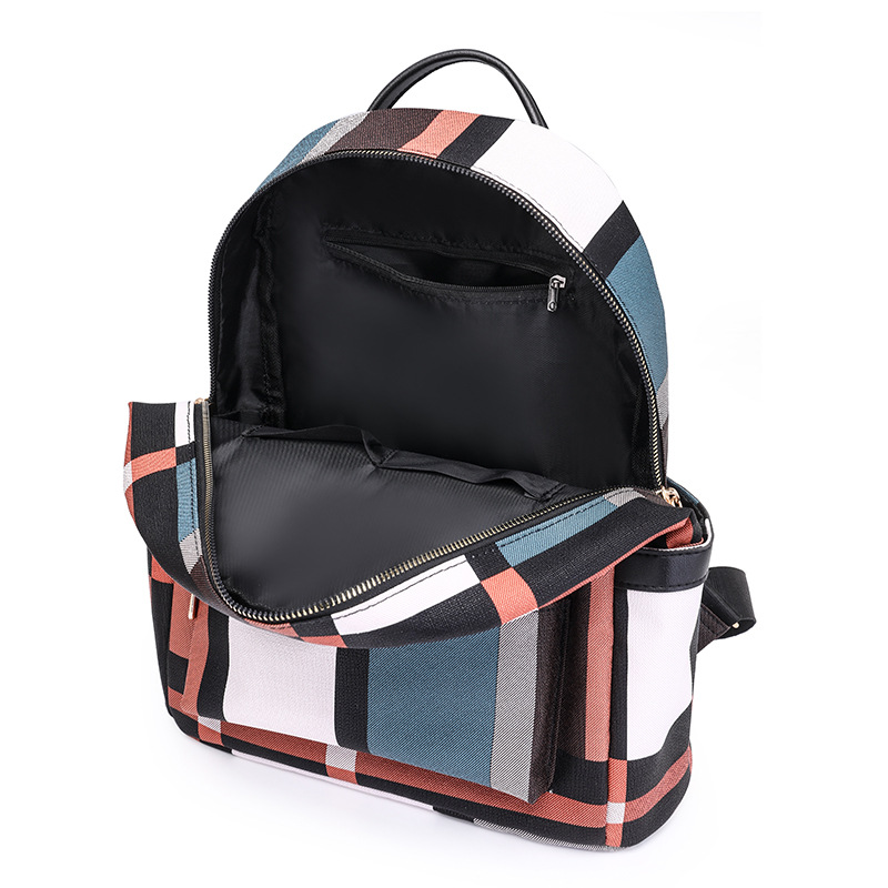 Venta al por mayor transfronteriza 2024 nueva mochila de PU para mujer casual moda color de contraste mochila de viaje de gran capacidad mochila escolar de moda