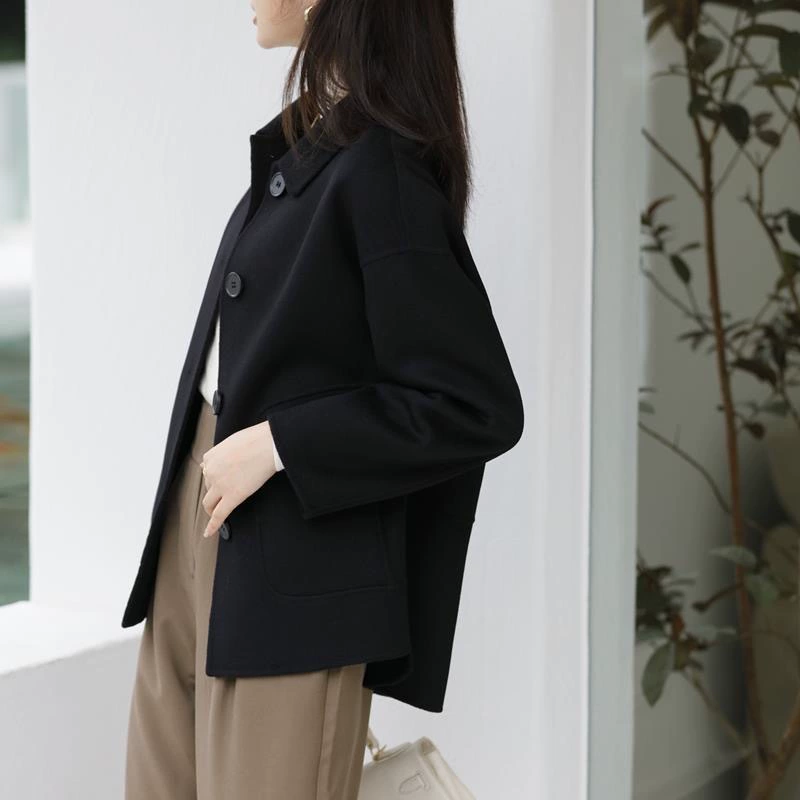 Пальто шерстяное короткое демисезонное, куртка шерстяная для отдыха, коллекция 2022 года, оверсайз, подростковая