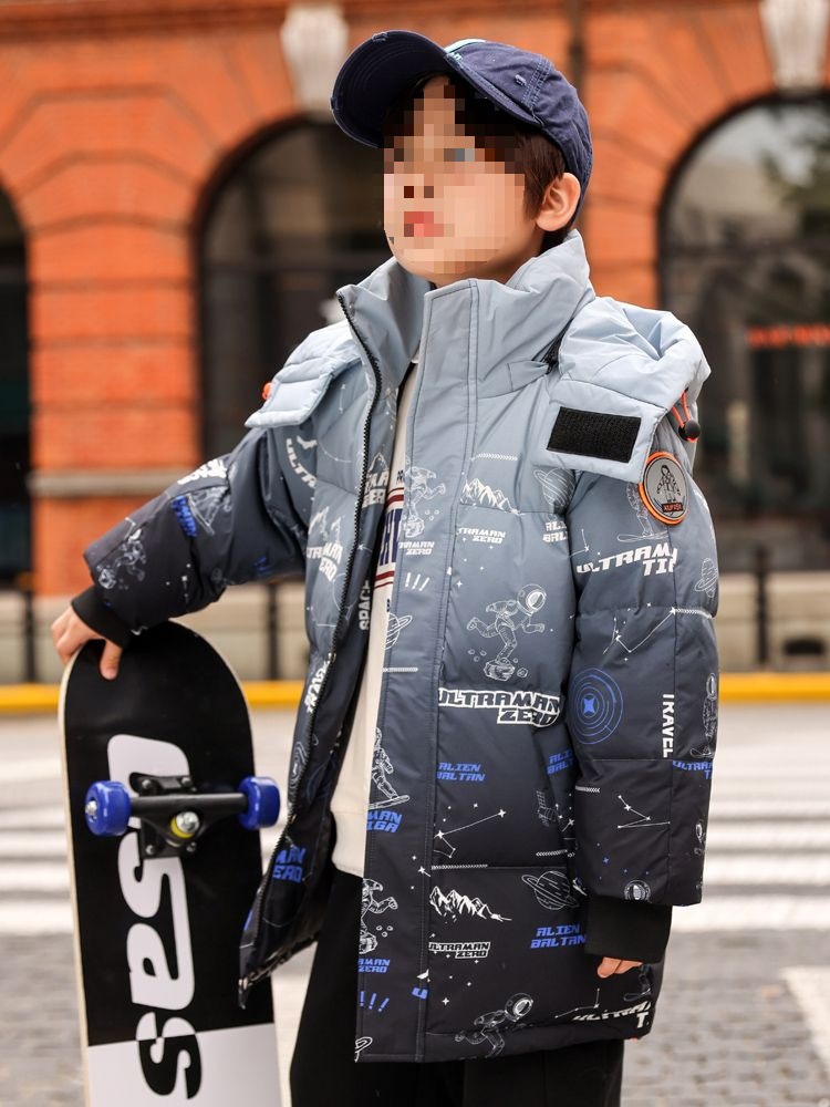 英国next sara儿童羽绒服2023冬季新款男童洋气加厚中长款外套潮