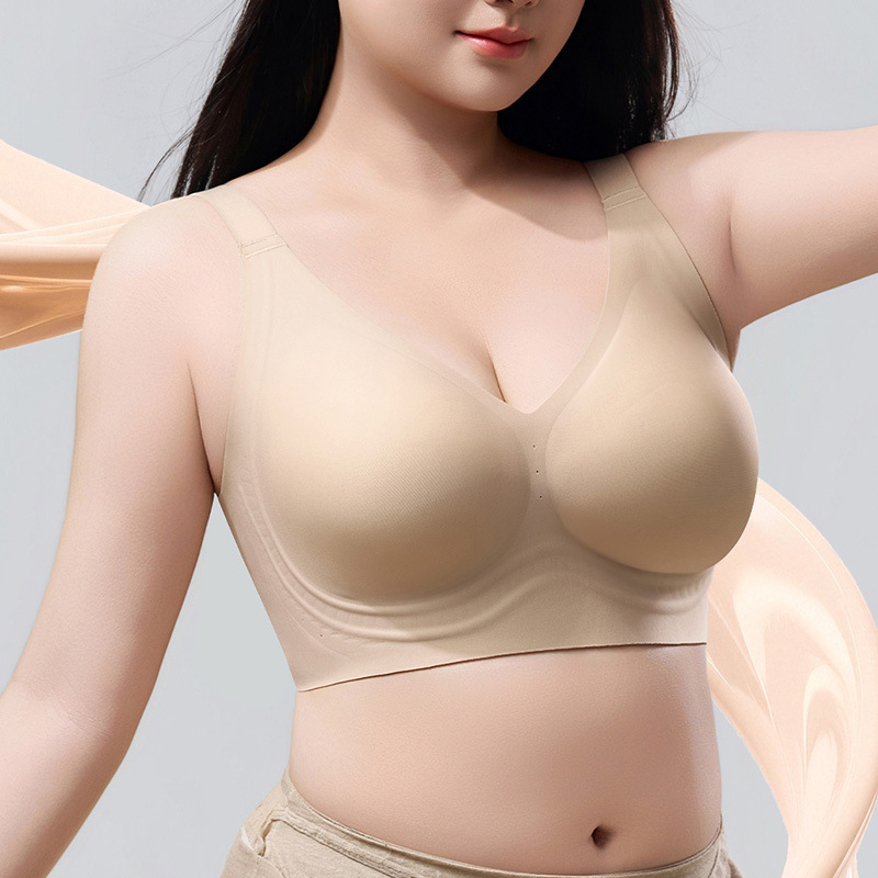 Cross-border Southeast Asia seamless jelly plus-size women's bra for large busts, minimizes appearance, prevents sagging, provides support and shaping, with beautiful back design