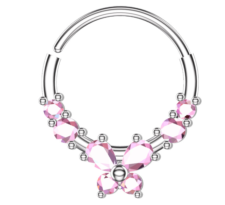 Piercing naso zircone fiocco e orecchie di gatto in rame gioiello_voghion.com