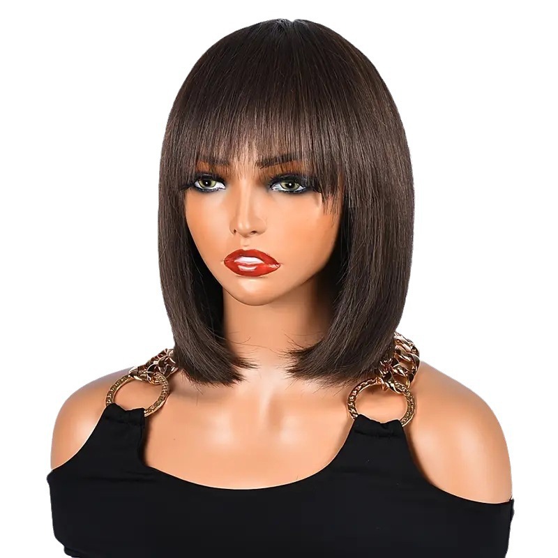 Perruque bob style européen/américain synthétique à clips, longue, ondulée, taille moyenne, dentelle haute température, usage quotidien, commerce transfrontalier_voghion.com