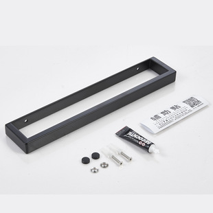 Cross-border 304 stainless steel towel bar bathroom non-perforated towel rack bathroom wall hanging black towel single pole