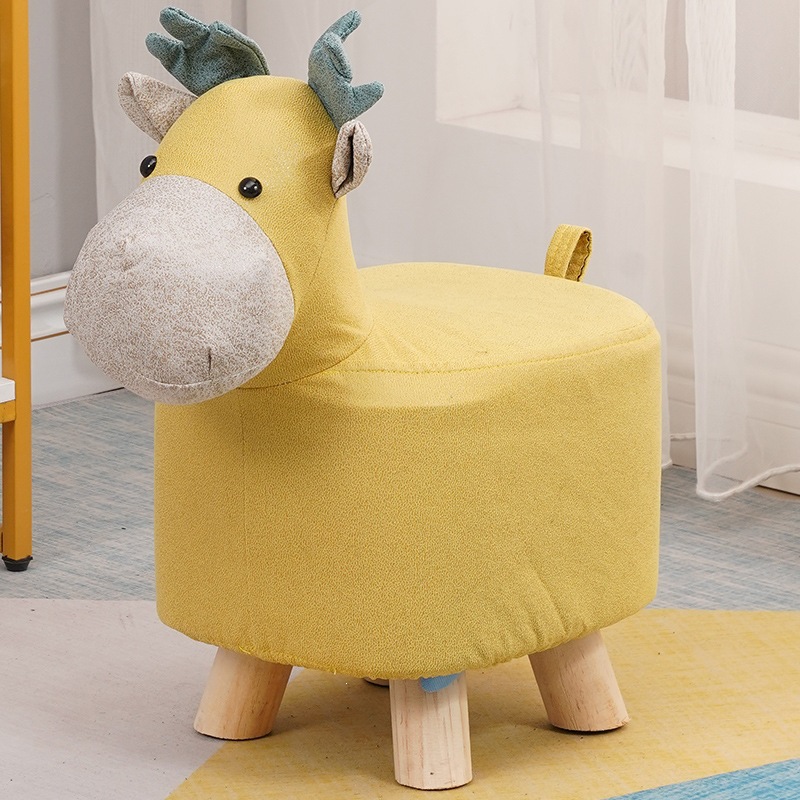 Fábrica directa taburetes para niños taburetes para animales taburetes de madera sólida para cambiar zapatos taburetes creativos pequeños taburetes de casa sala de estar dibujos animados lindos
