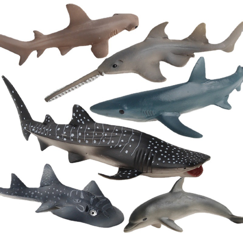 Venta caliente transfronteriza simulación animal marino modelo sólido delfín pez payasos tortuga tiburón adornos creativos
