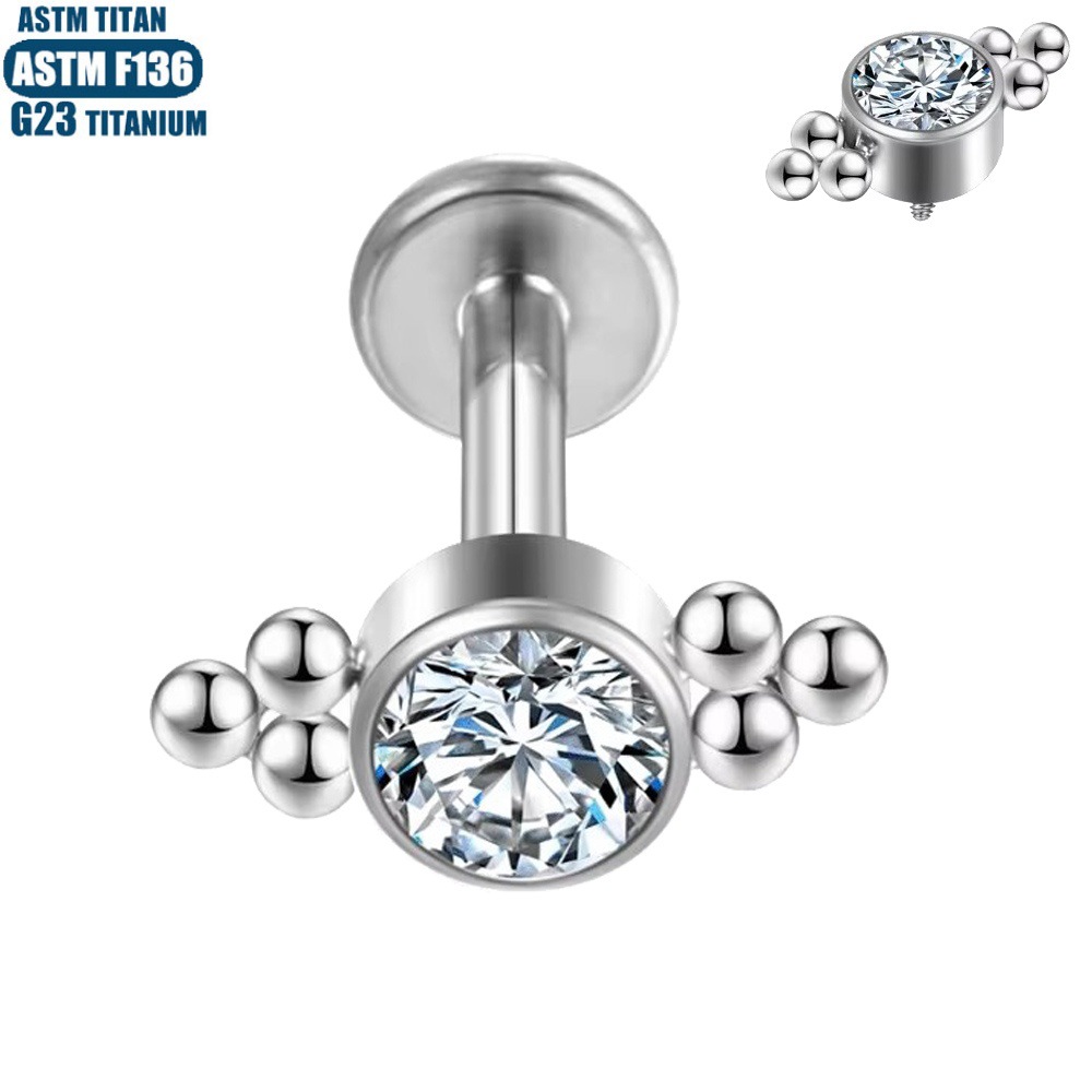 Labret stud lip piercing jewelry styling detail