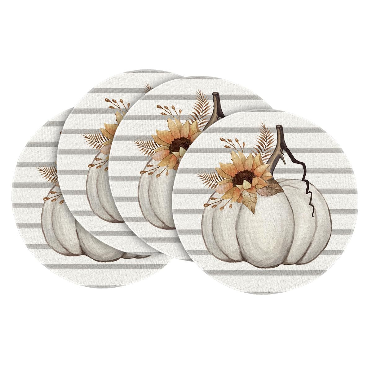 Día de Acción de Gracias almohadilla de mesa redonda hoja de otoño calabaza lino almohadilla de mesa lavable almohadilla aislante de impresión taza antideslizante almohadilla